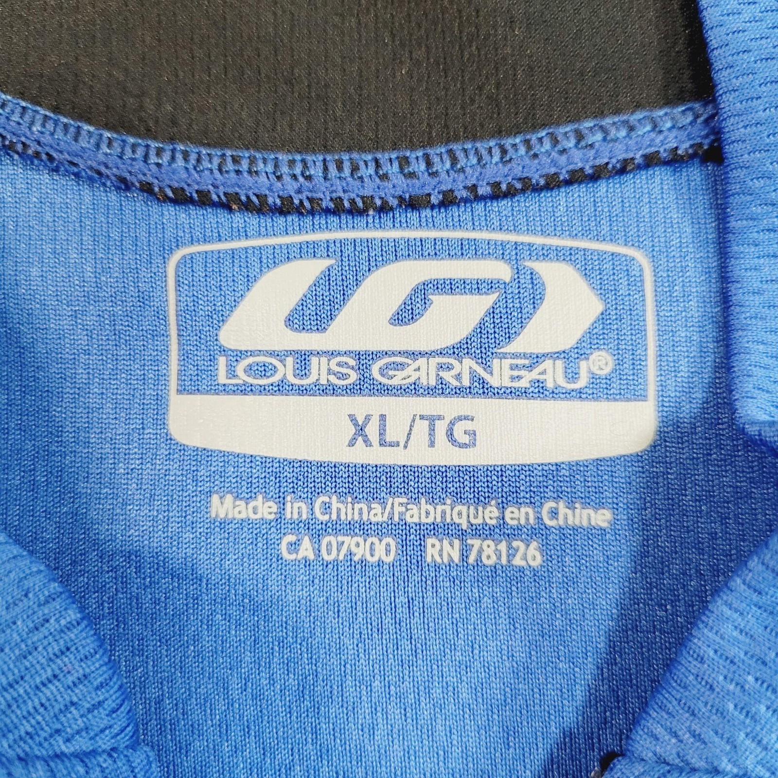 Louis Garneau Cycling Jersey Mens XL Blue Short Sleeve 1/4 Zip Pockets Bike