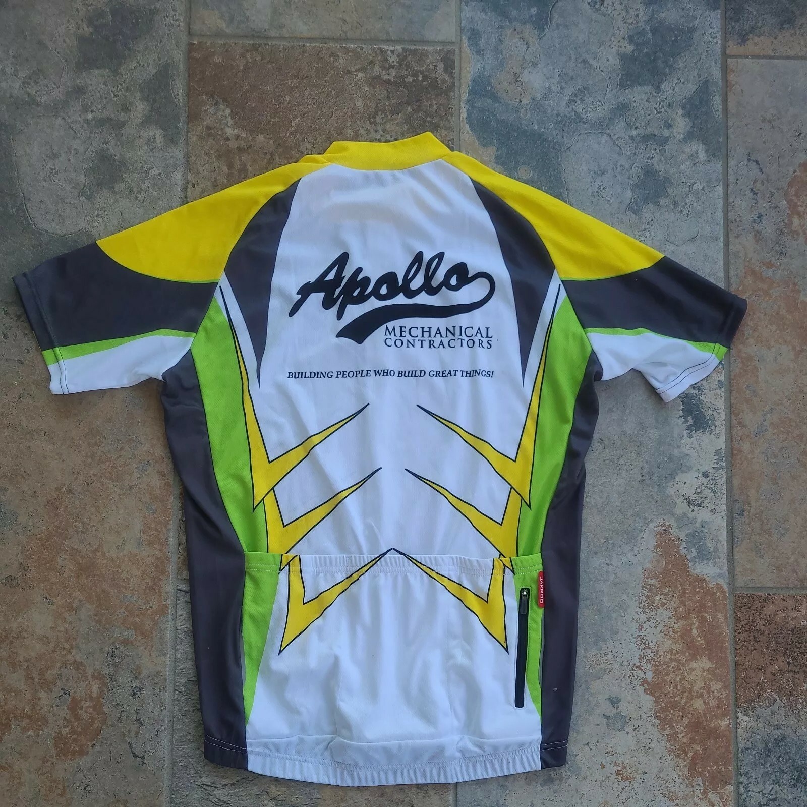Jakroo Men Size Large Cycling Jersey Full Zip “Apollo Mechanical Contractors”
