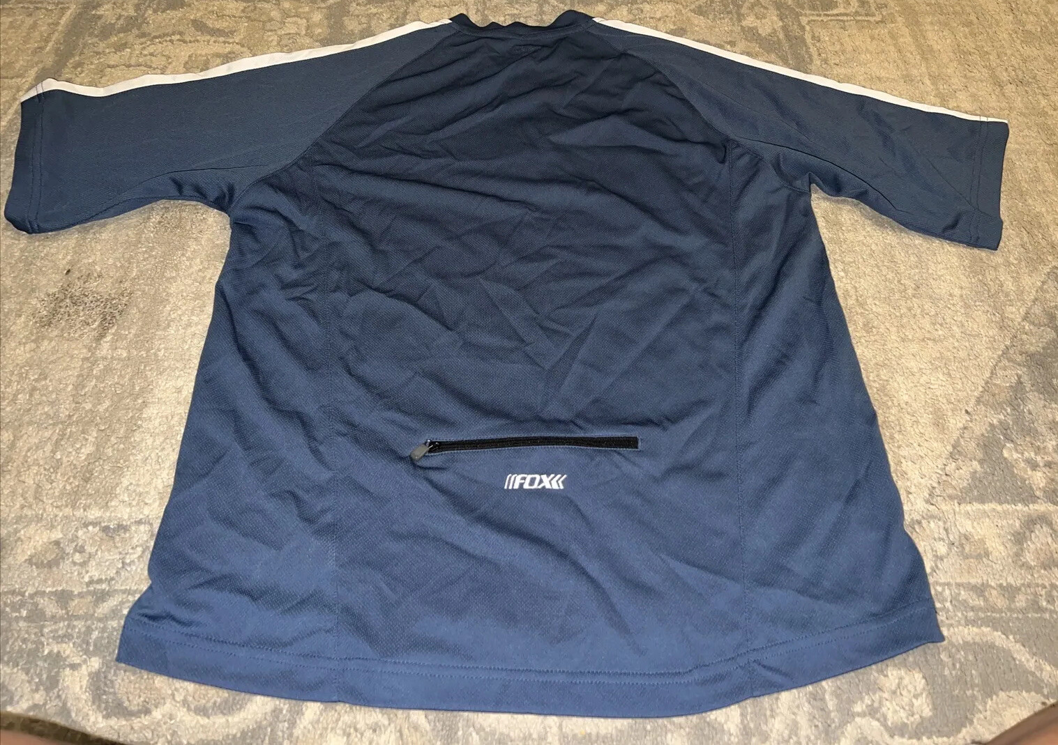 Fox Racing Cycling Shirt Short Sleeve 1/4 Zip Mesh Polyester Sz Medium Blue