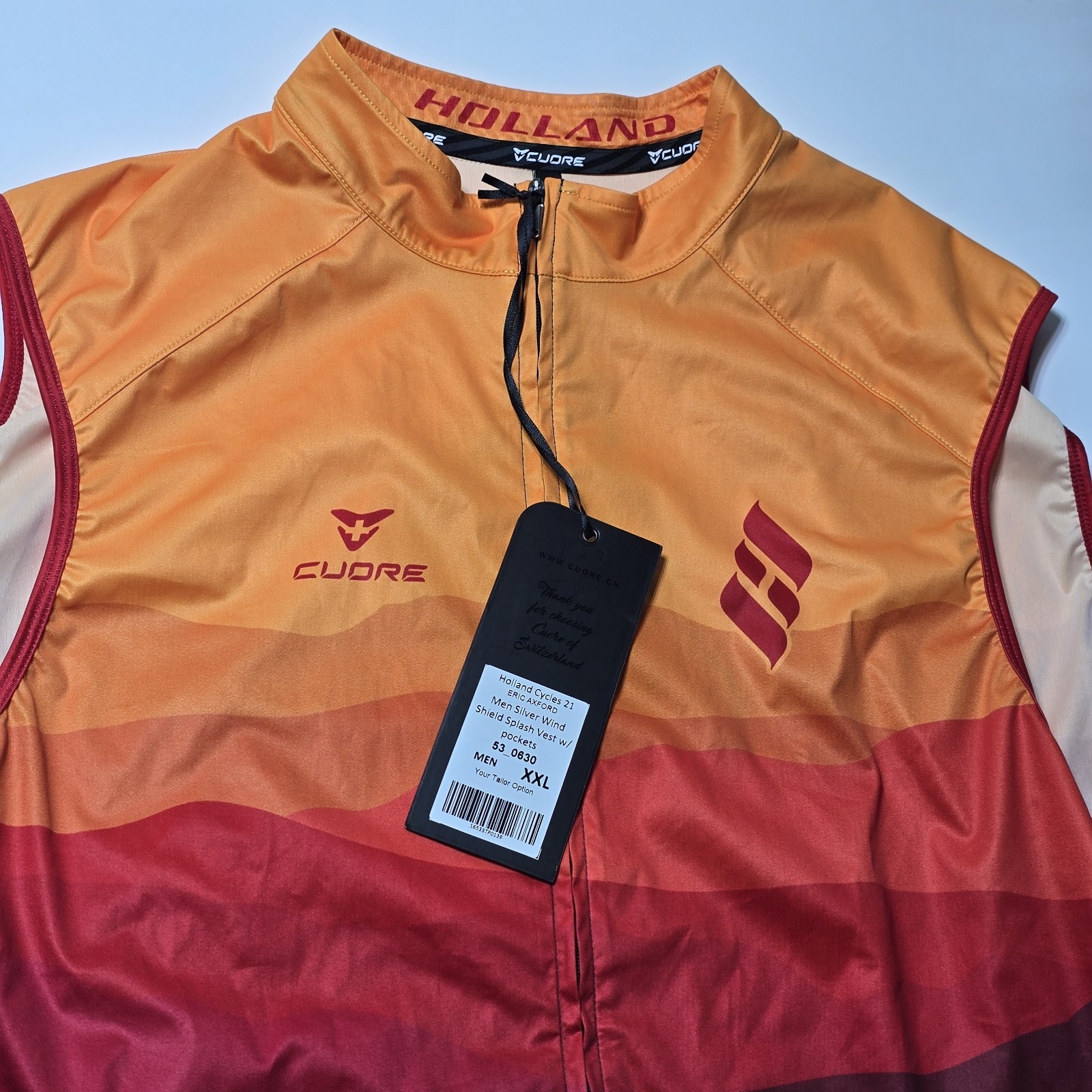 NWT Cuore Cycling Vest Holland Mens Size 2XL Holland Cycling San Diego