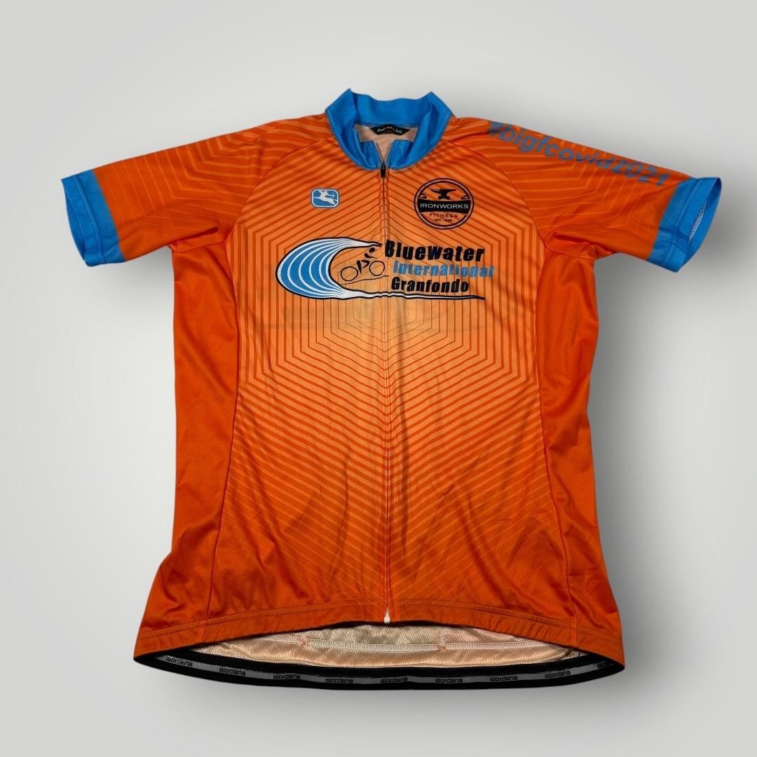 Giordana Cycling Jersey Mens XL Orange Bluewater Granfondo Full Zip Italy Road