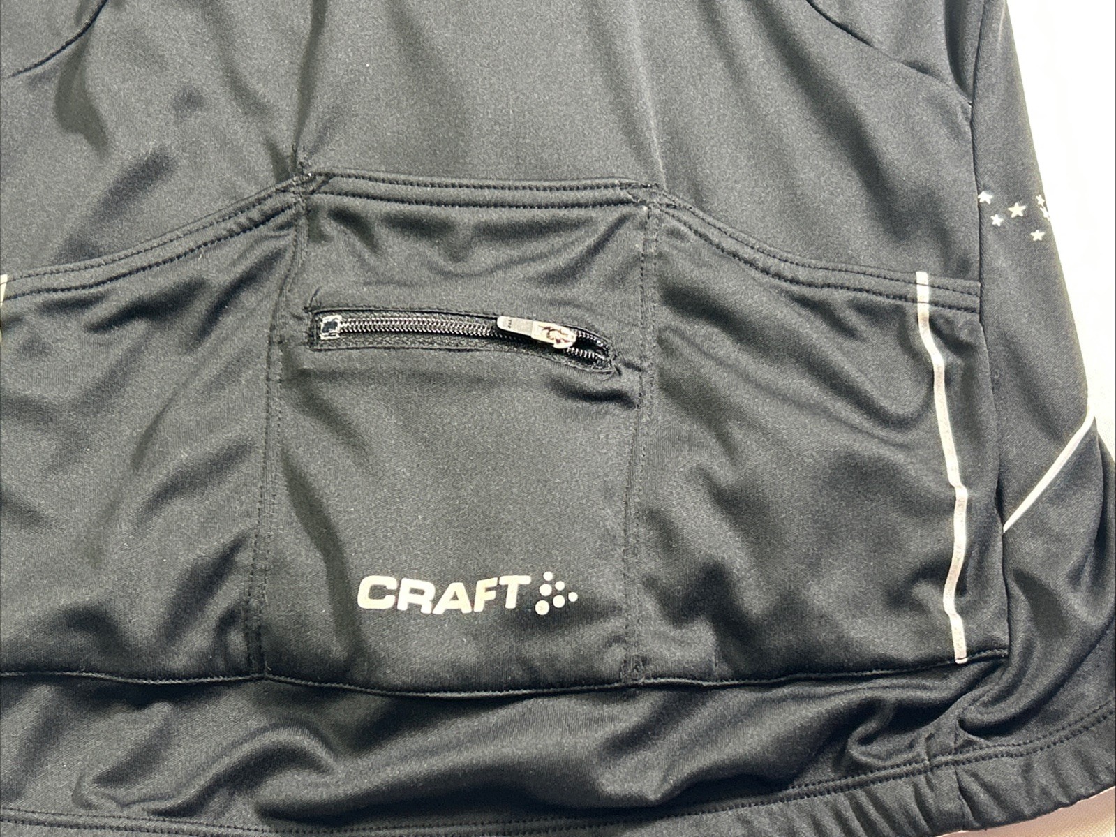 Craft Cycling Jersey Womens Small Black White Full Zip Short Sleeve Pocket Top