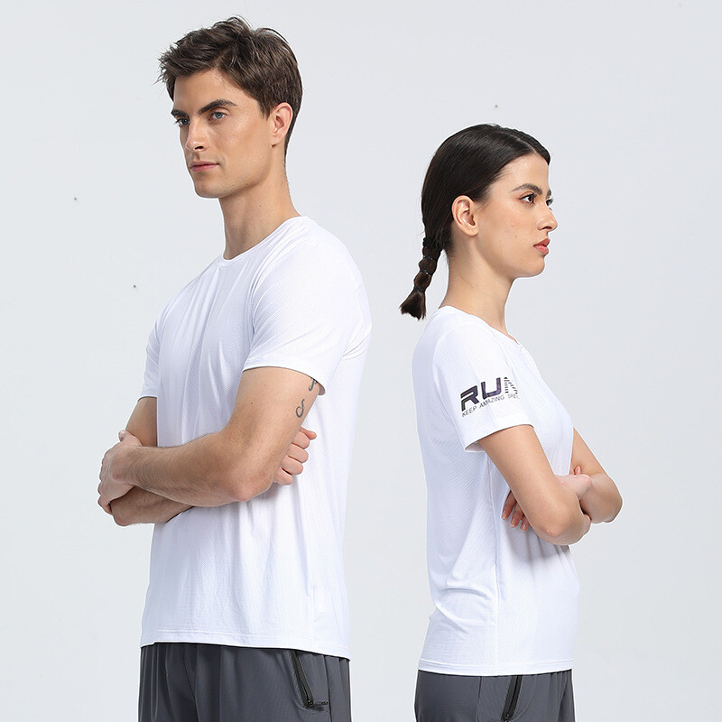 Men Women’s Short Sleeve Printed Round Neck Fitness Ice Silk Quick Dry T-shirt