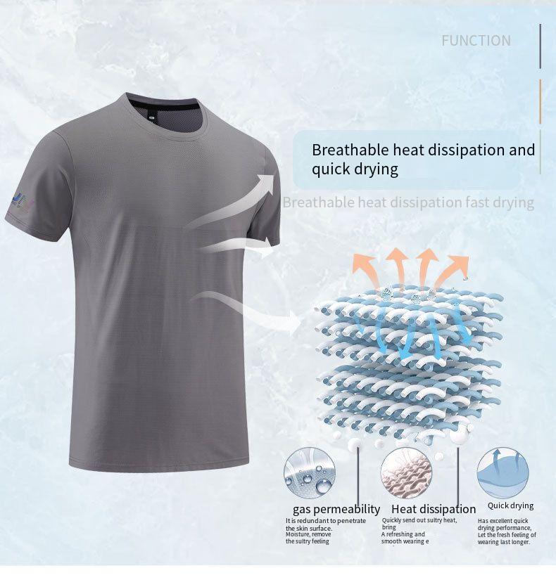 Men Women’s Short Sleeve Printed Round Neck Fitness Ice Silk Quick Dry T-shirt