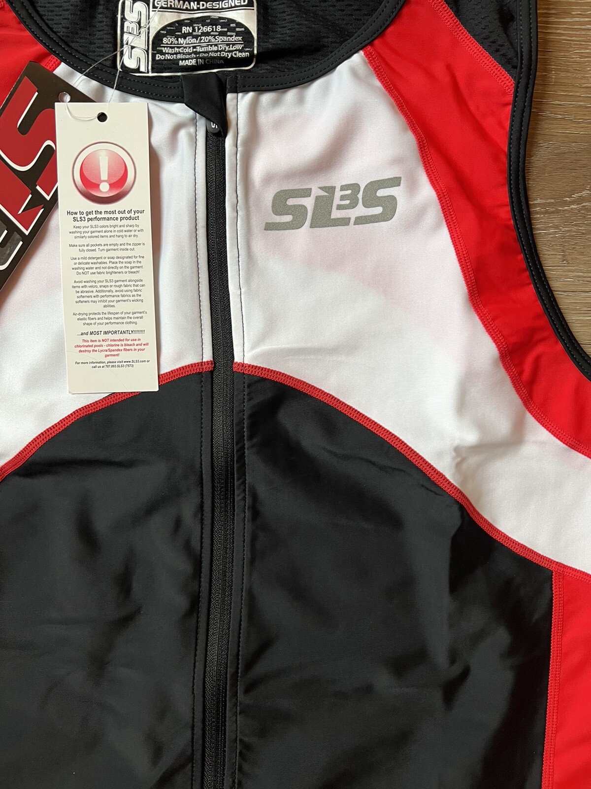 SLS3 Men’s Triathlon Top /Sleeveless Bike Jersey /Full Zipper/Men’s Large
