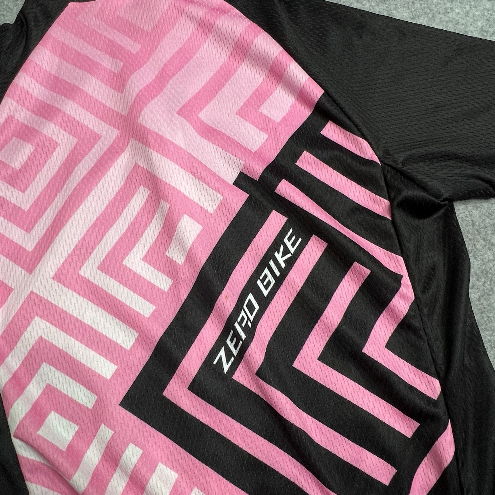 Zero Bike Womens Full Zip Cycling Jersey Pink Gray Black Size S