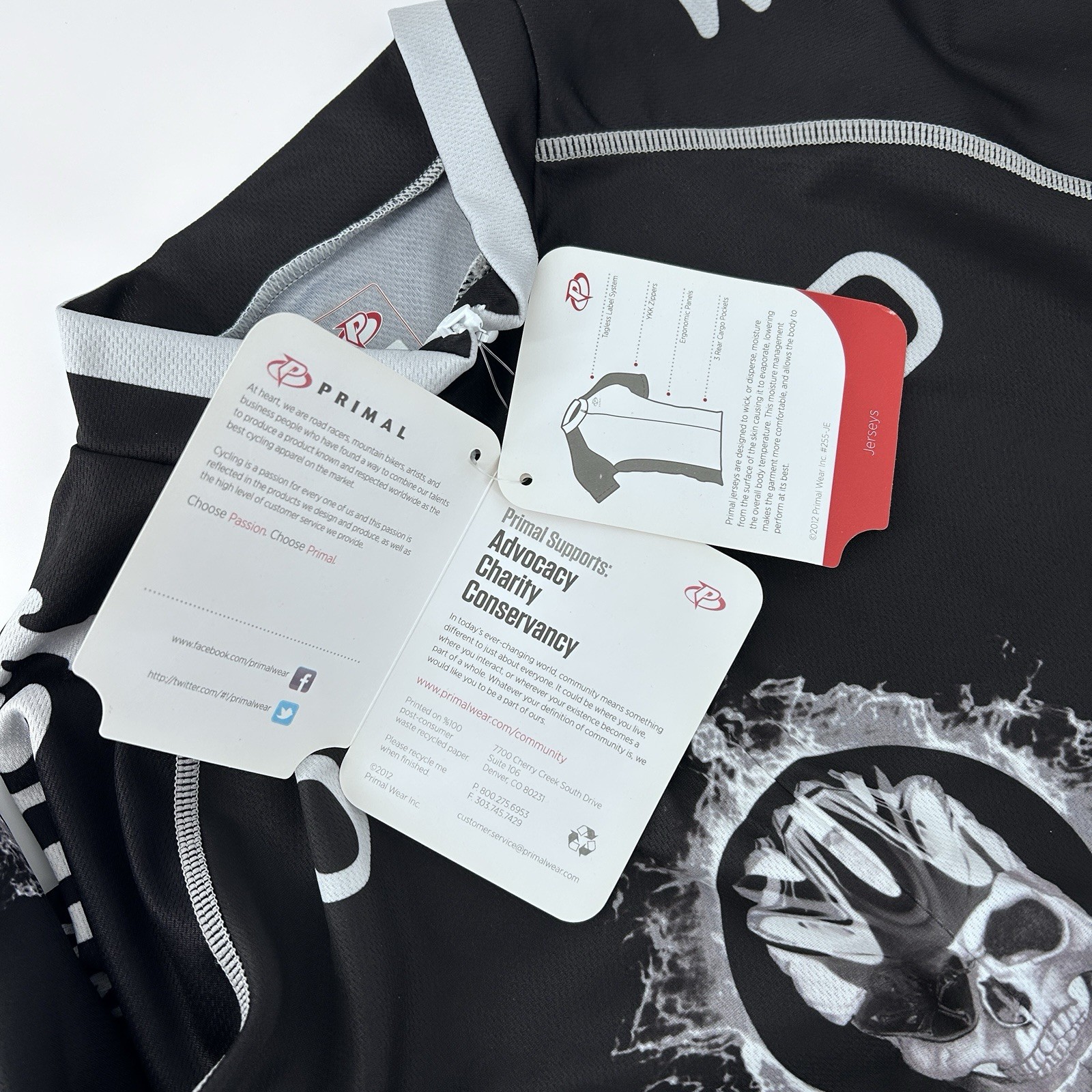 Primal Cycling Jersey Mens L Race Fit Oakland Black Hole Skull Full Zip Edgy