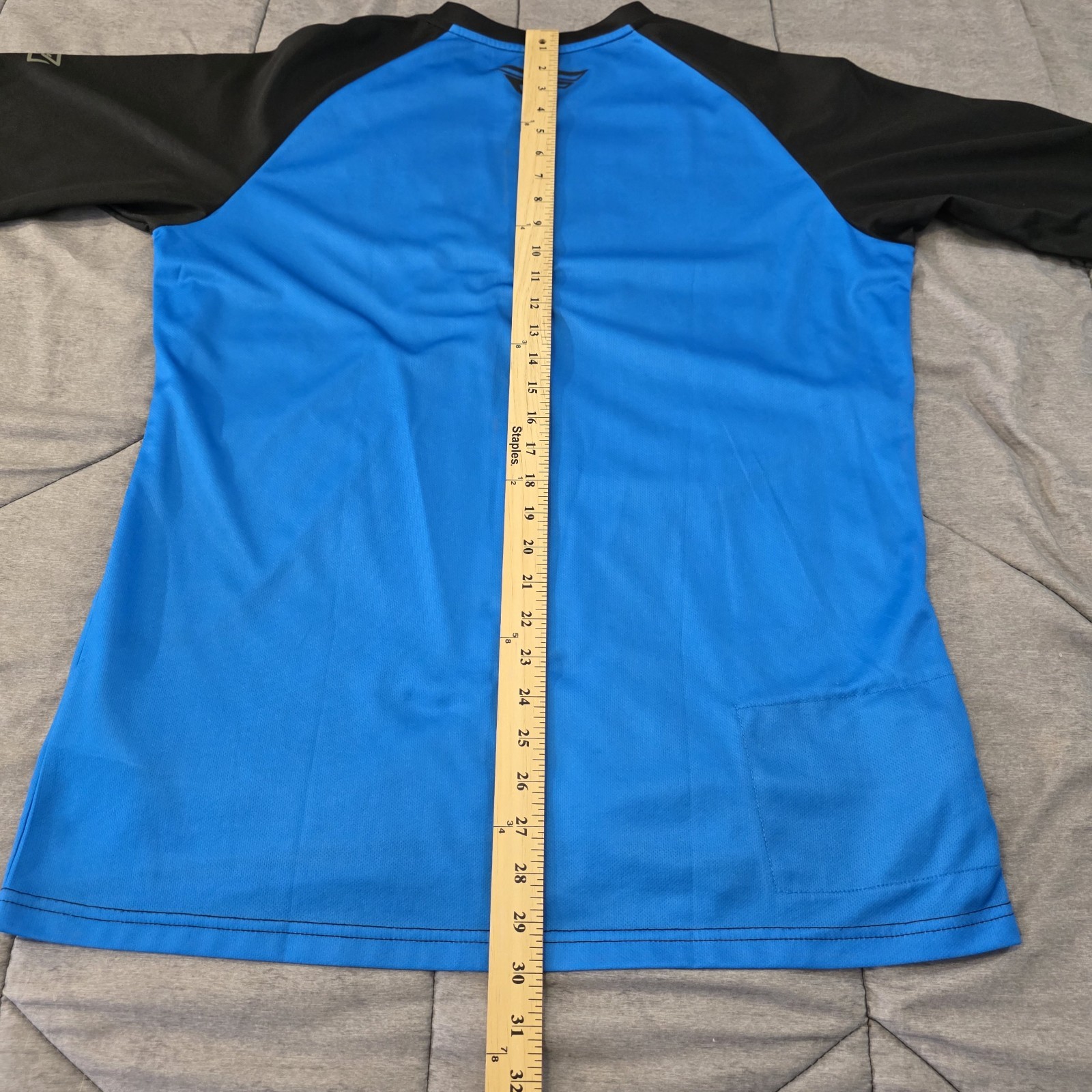 Fly Racing MTB BMX Bicycle Jersey Mens Large Short Sleeve Blue Black Stretch