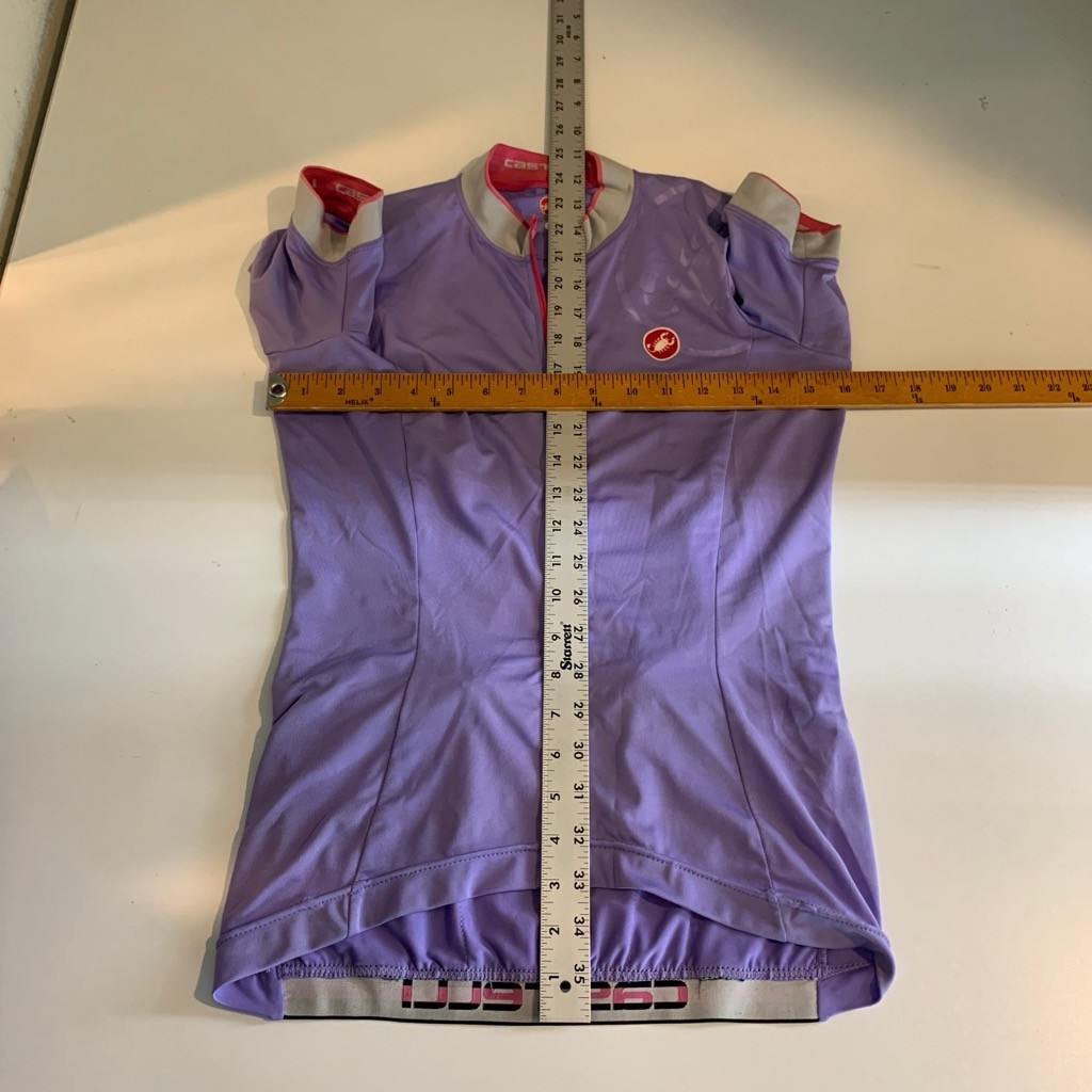 Castelli Jersey Womens S Small Lavender Gray Stretch Full Zip Chest Logo Cycling