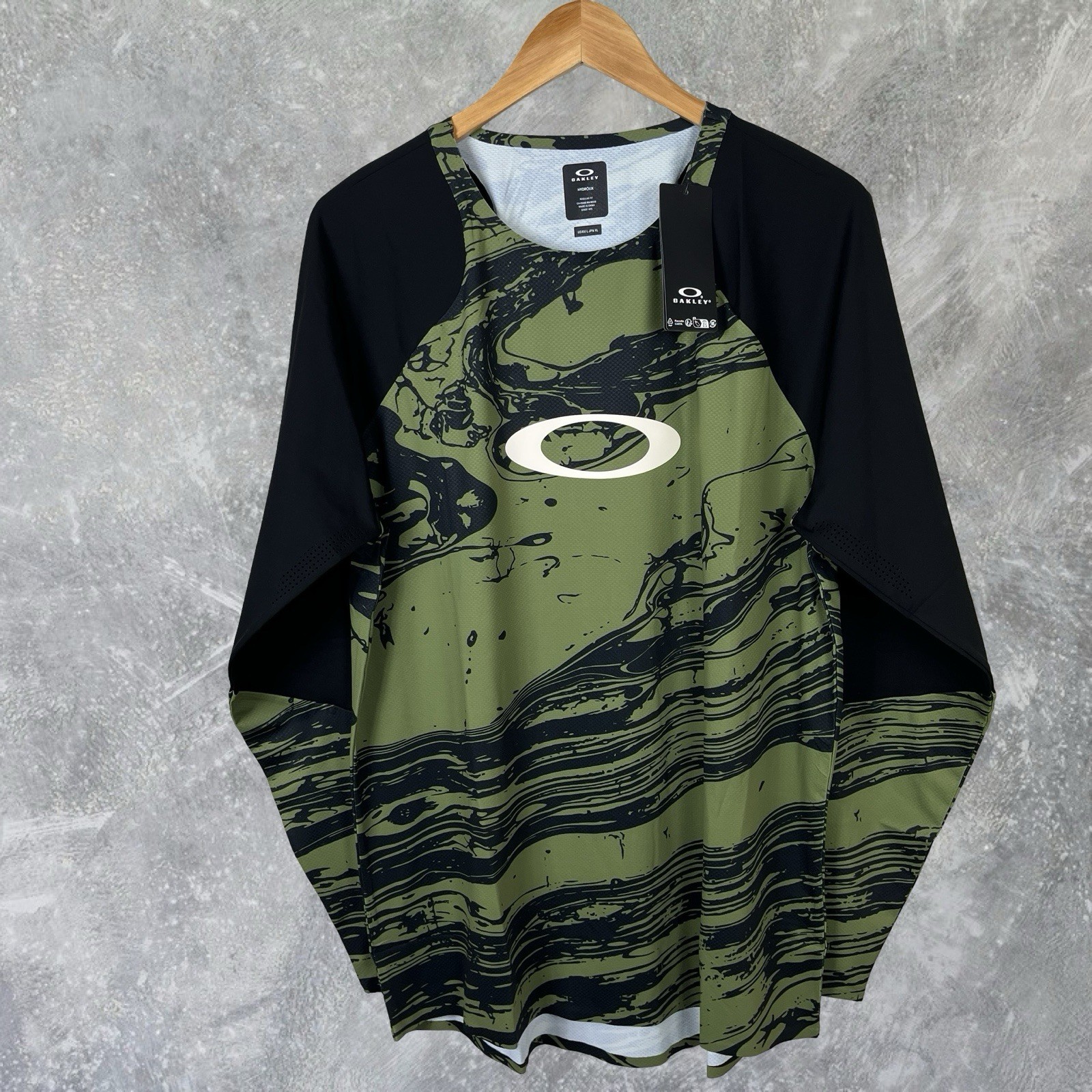 Oakley Seeker Airline Jersey Mens XL Green Black Long Sleeve MTB Cycling
