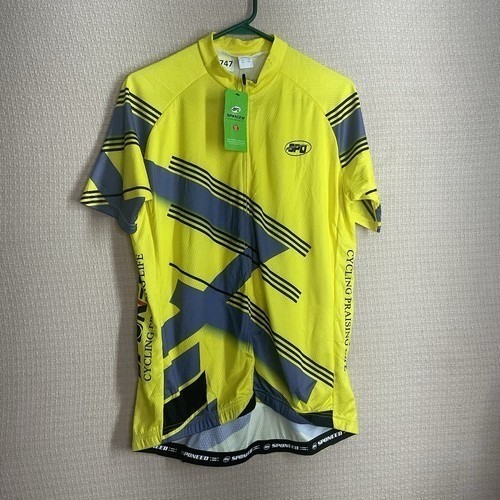 NWT Sponeed Neon Yellow Full Zip Short Sleeve Jersey Cycling Shirt Men XL China