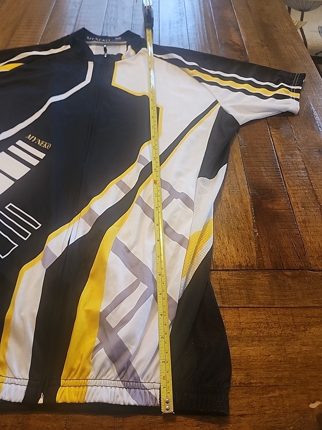 Myneko Bicycle Jersey Mens XXXL 100% Polyester Full Zip Black/White/Yellow