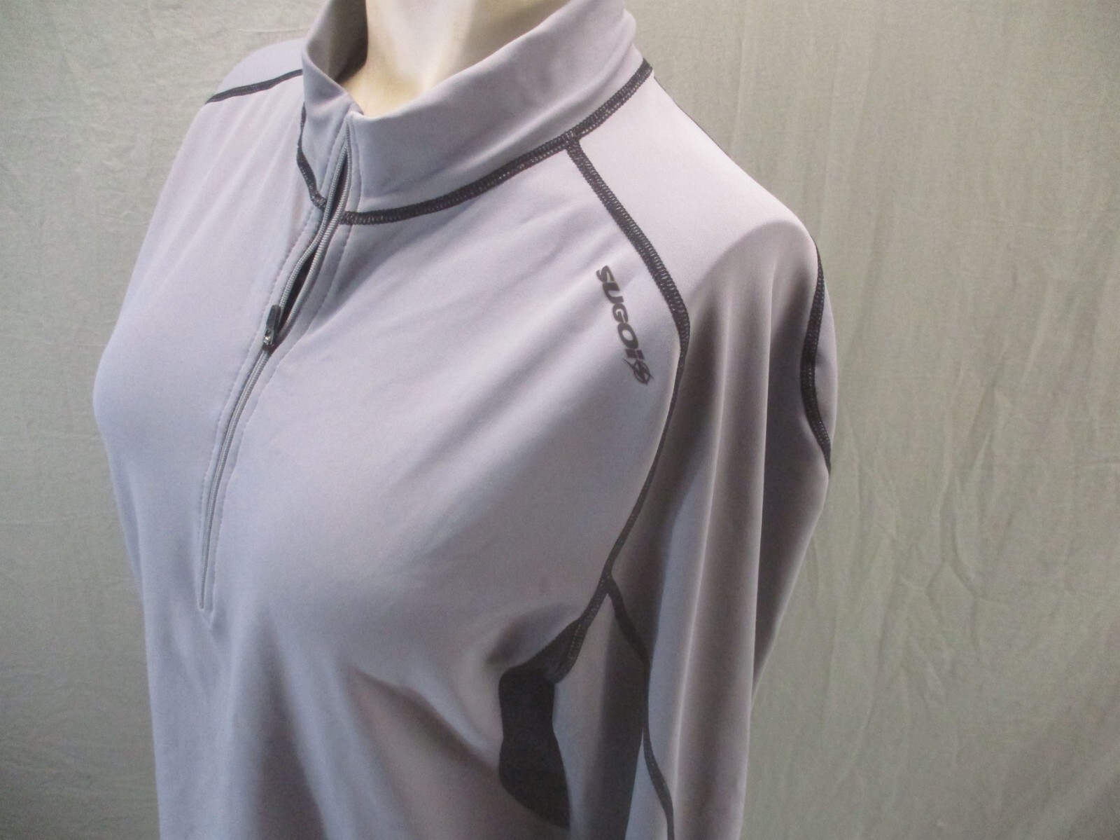 Sugoi Size L Womens High Neck 1/2 Zip Back Pocket Long Sleeve Cycling Jersey 204