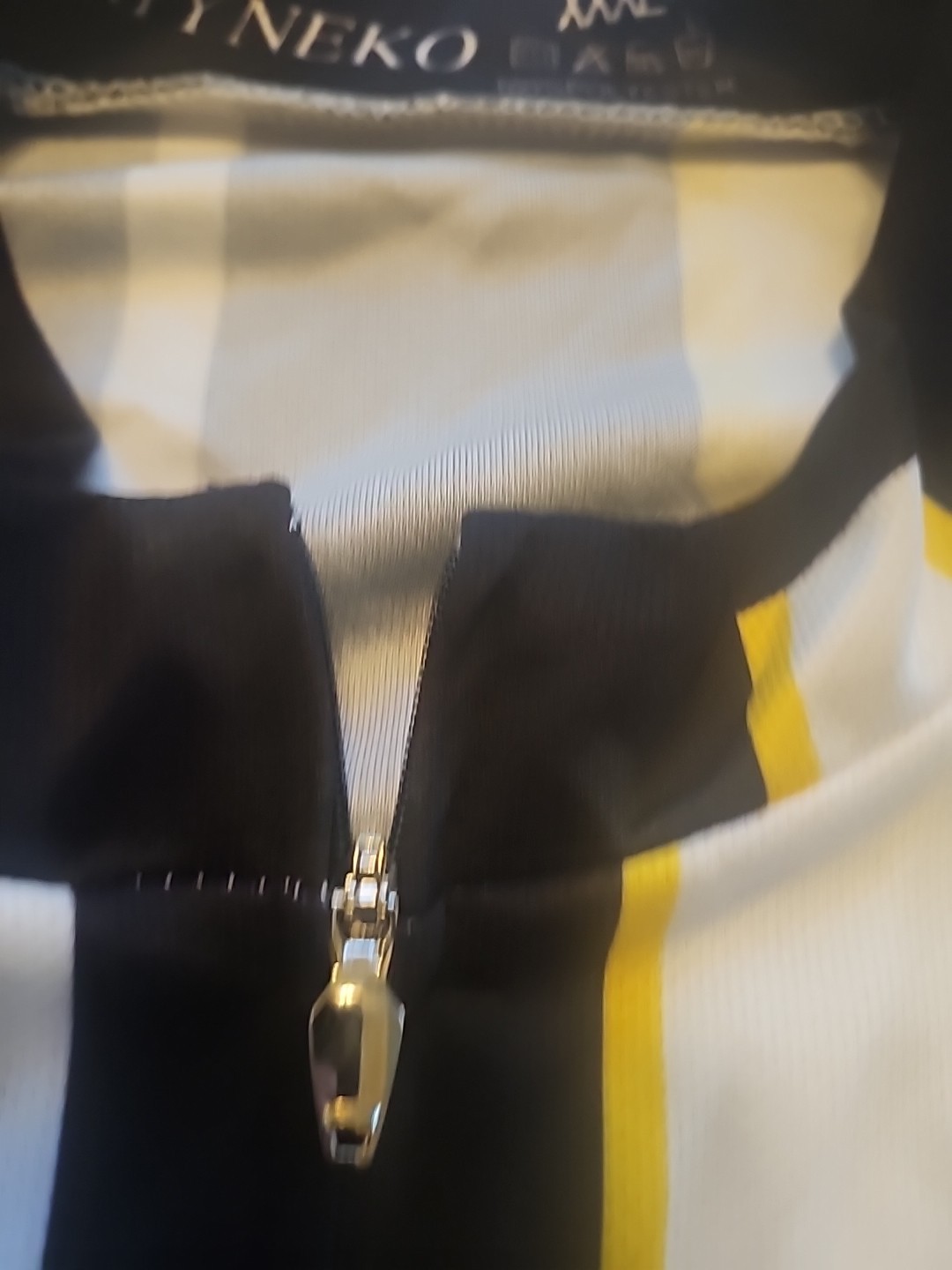Myneko Bicycle Jersey Mens XXXL 100% Polyester Full Zip Black/White/Yellow