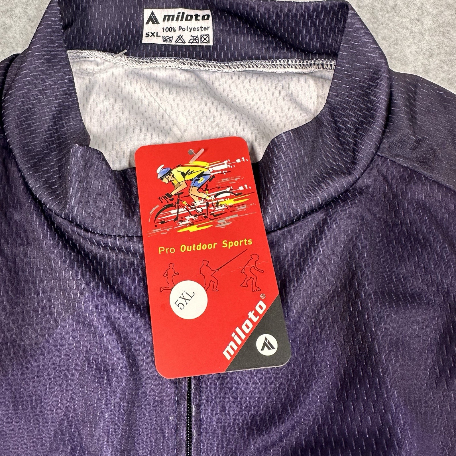 Miloto Racing Cycling Jersey 5XL Blue Aqua Full Zip Bottle Holder NWT
