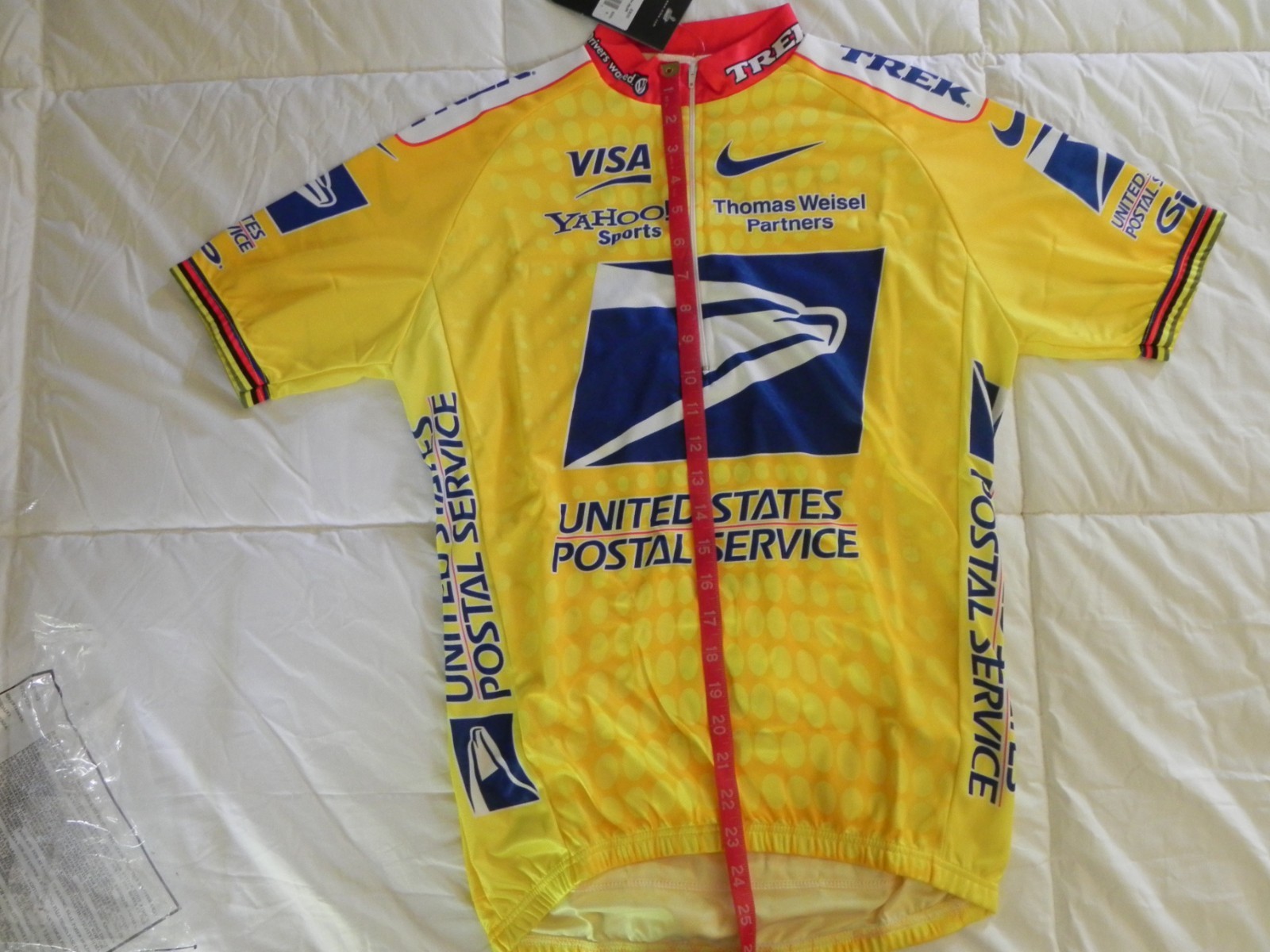 USPS Commemorative cycling jersey,SS Nike dri-fit Yellow Size Small
