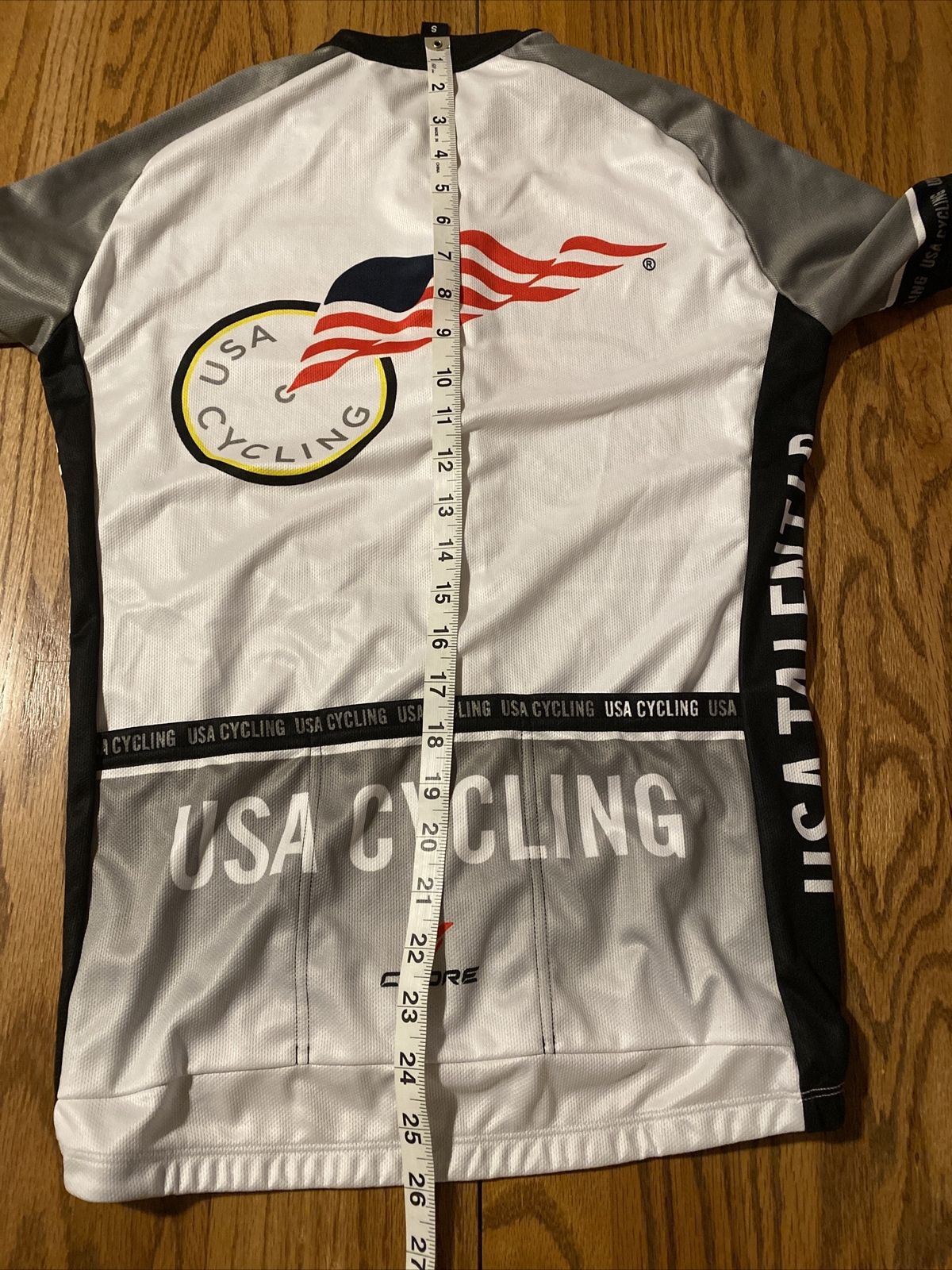 Cuore cycling jersey USA Cyclinh Small Size White Gray Full Zip Race Fit