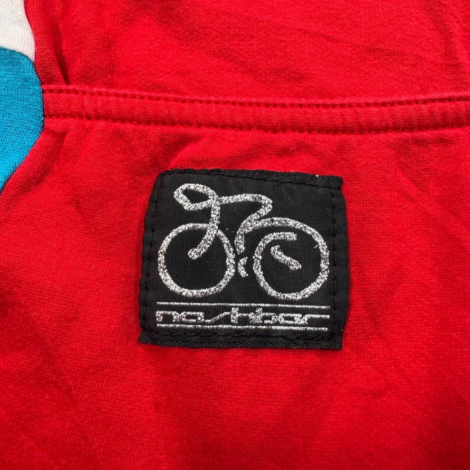 Vintage Nashbar Cycling Jersey Men M Red Colorblock Cotton Quarter-Zip Retro USA