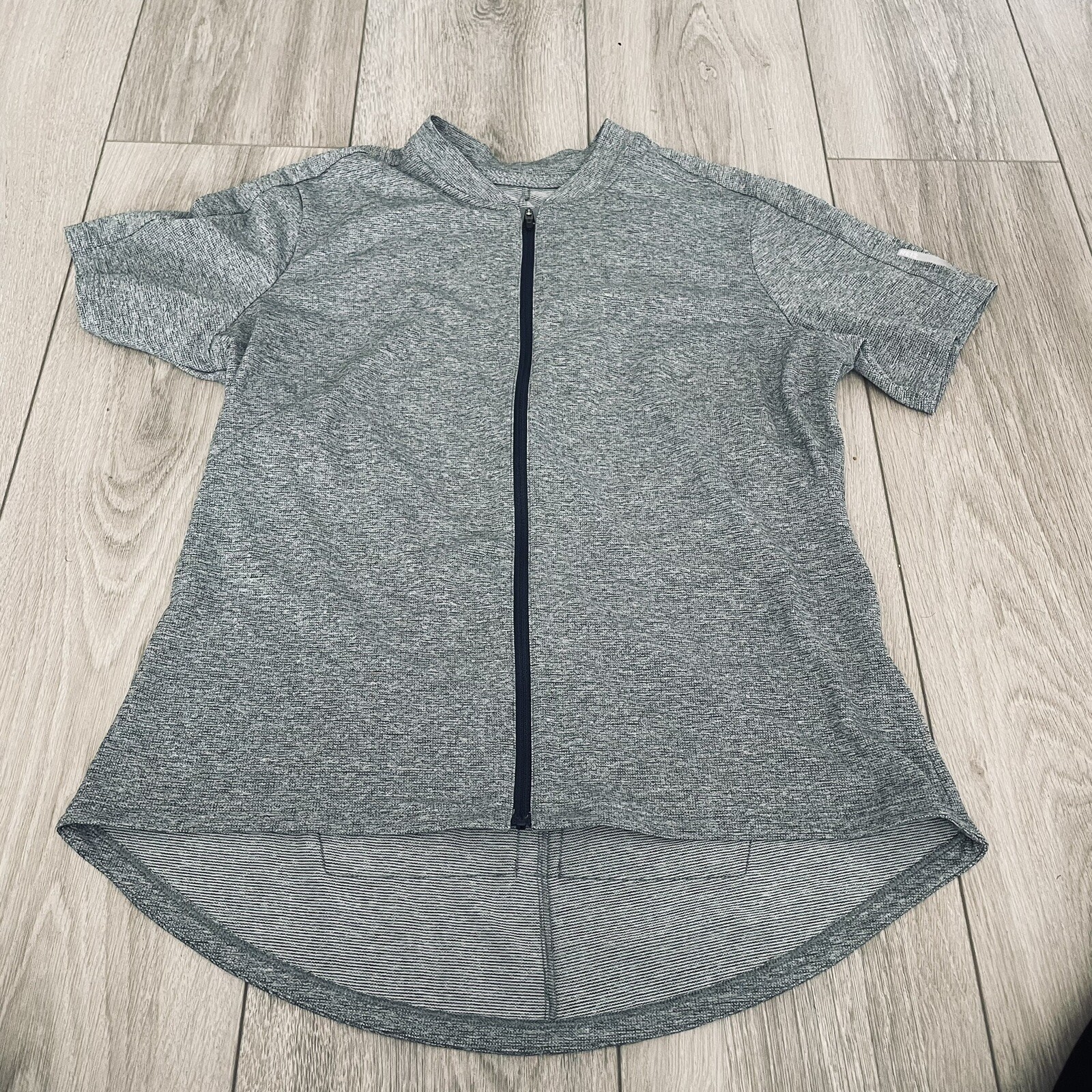 REI COOP Cycles Gray Full Zip Short Sleeve Cycling Jersey Back Pockets Womens L