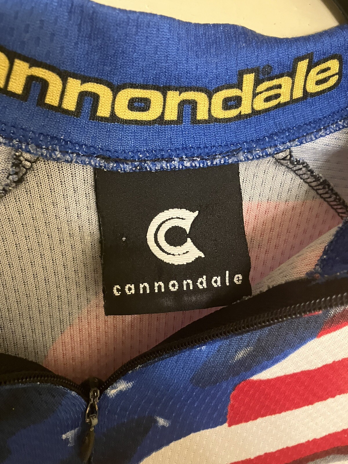 Vintage Cannondale Mountain Bike Race Team USA Flag Volvo Zip Jersey Size M