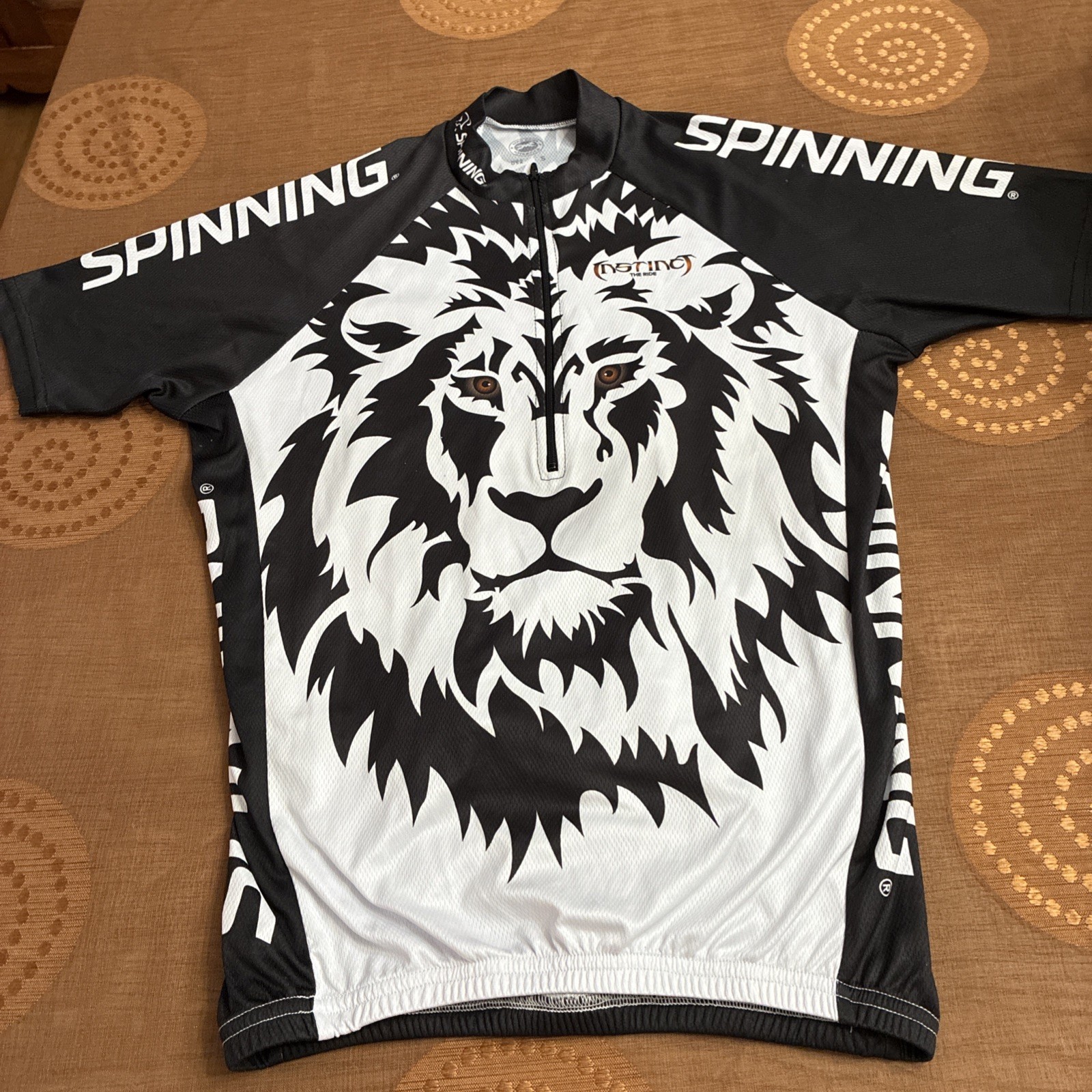 MADD Dogg Athletics Spinning Cycling Jersey Sz Small Black White Lion Graphic