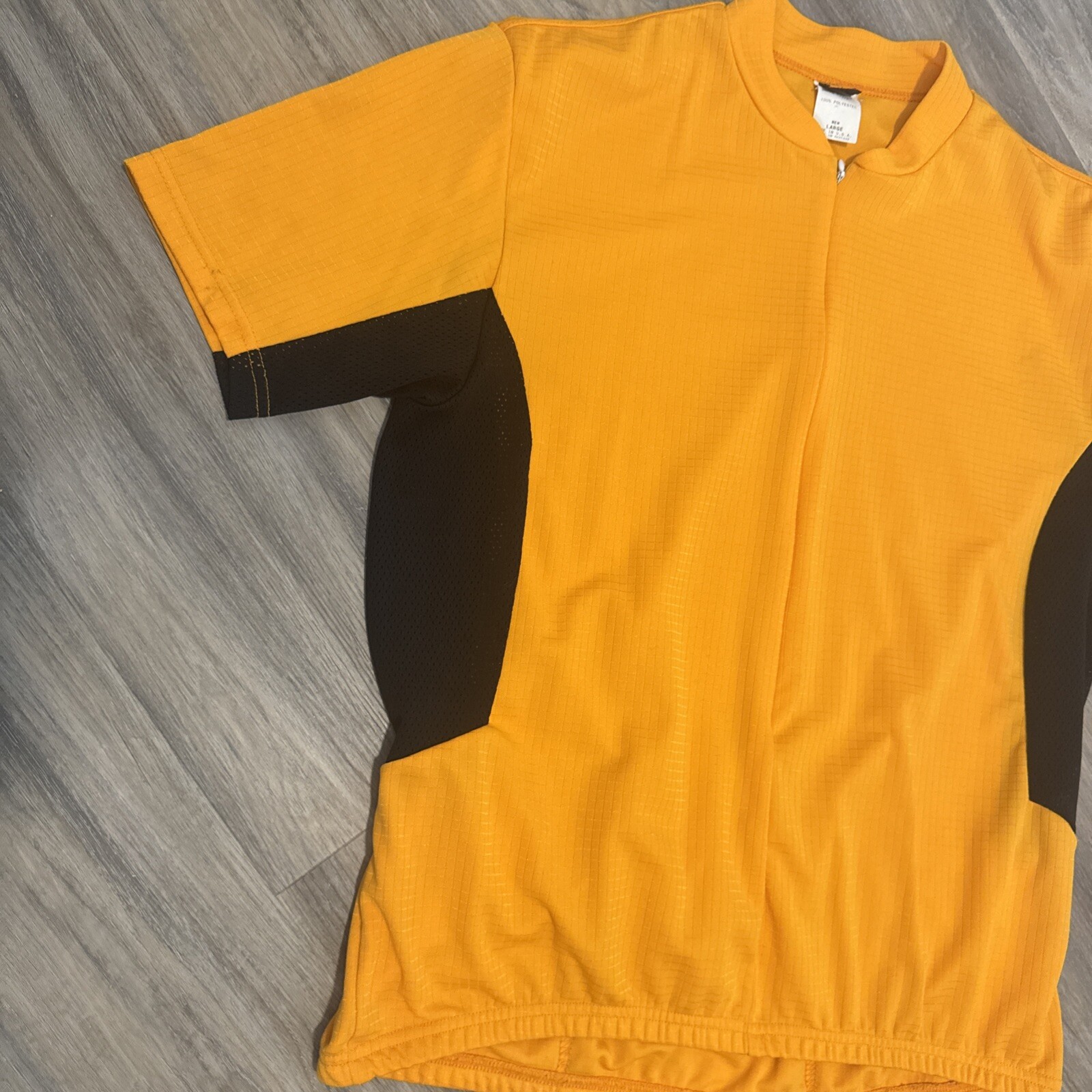 REI Cyclist Jersey Mens L Thanksgiving Orange Gold 1/2 Zip Pockets Elastic Waist