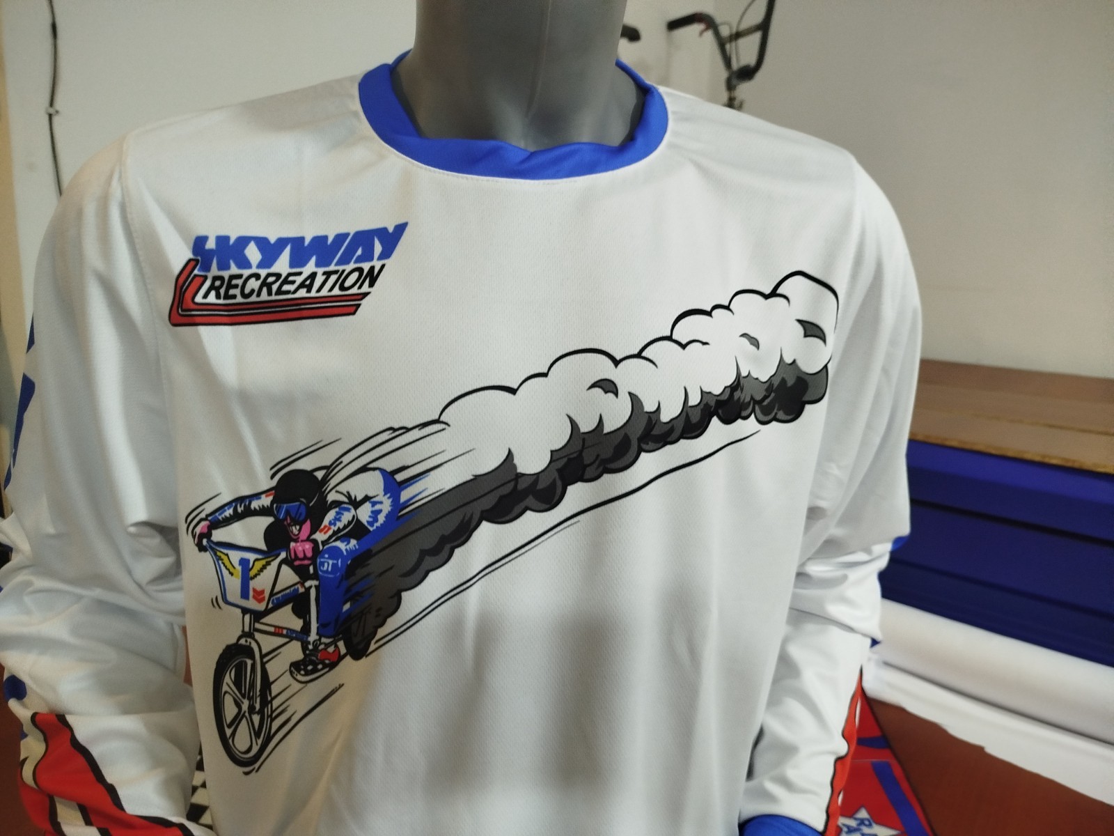 OLD SCHOOL BIKE JERSEY CLASSIC BMX JERSEY RACE BIKE SHIRT BMX VINTAGE M SKY WAY