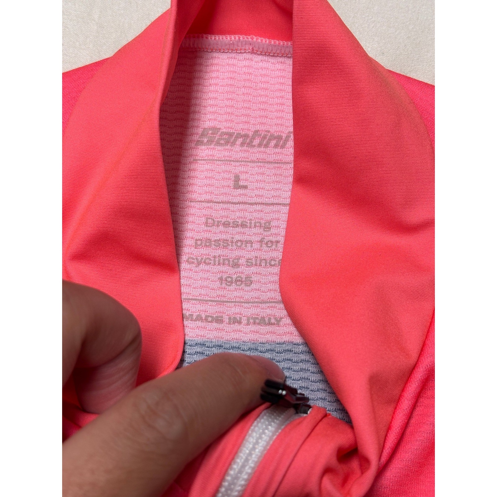 Santini Trek Segafredo Mens Cycling Jersey Pink Navy Short Sleeve Size L Italy