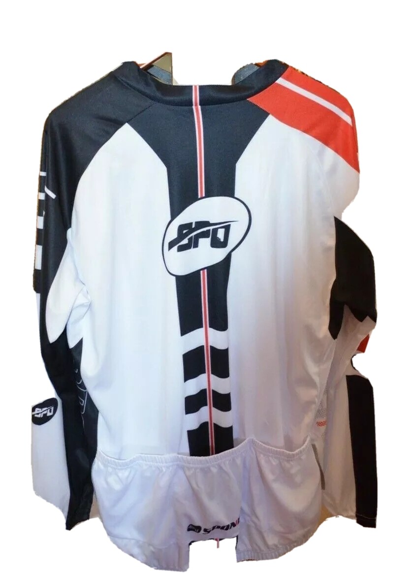 Sponeed Men’s Cycle Jersey Long Sleeve Bike Shirt Red Black White U.S. XXL NWT