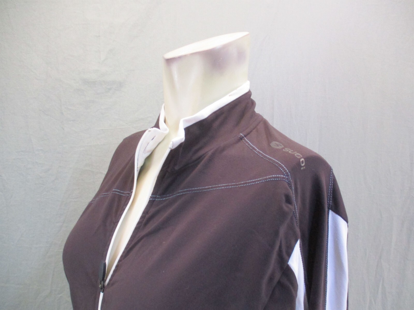 SUGOI Size L Womens Brown Full Zip High Neck Stretch Fitted Cycling Jersey 120
