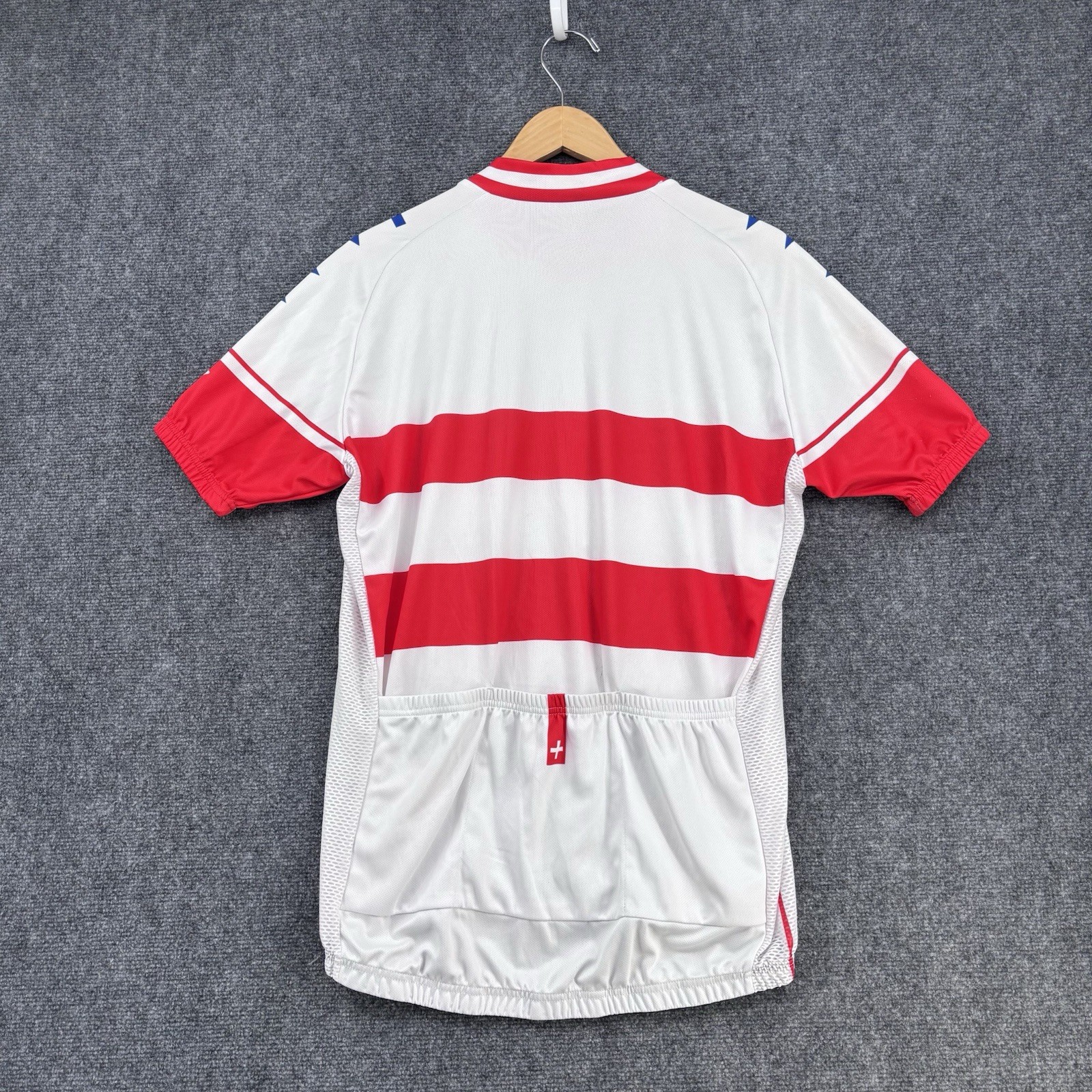 Cuore I AM White & Red Striped Full Zip Cycling Jersey Men’s XXL