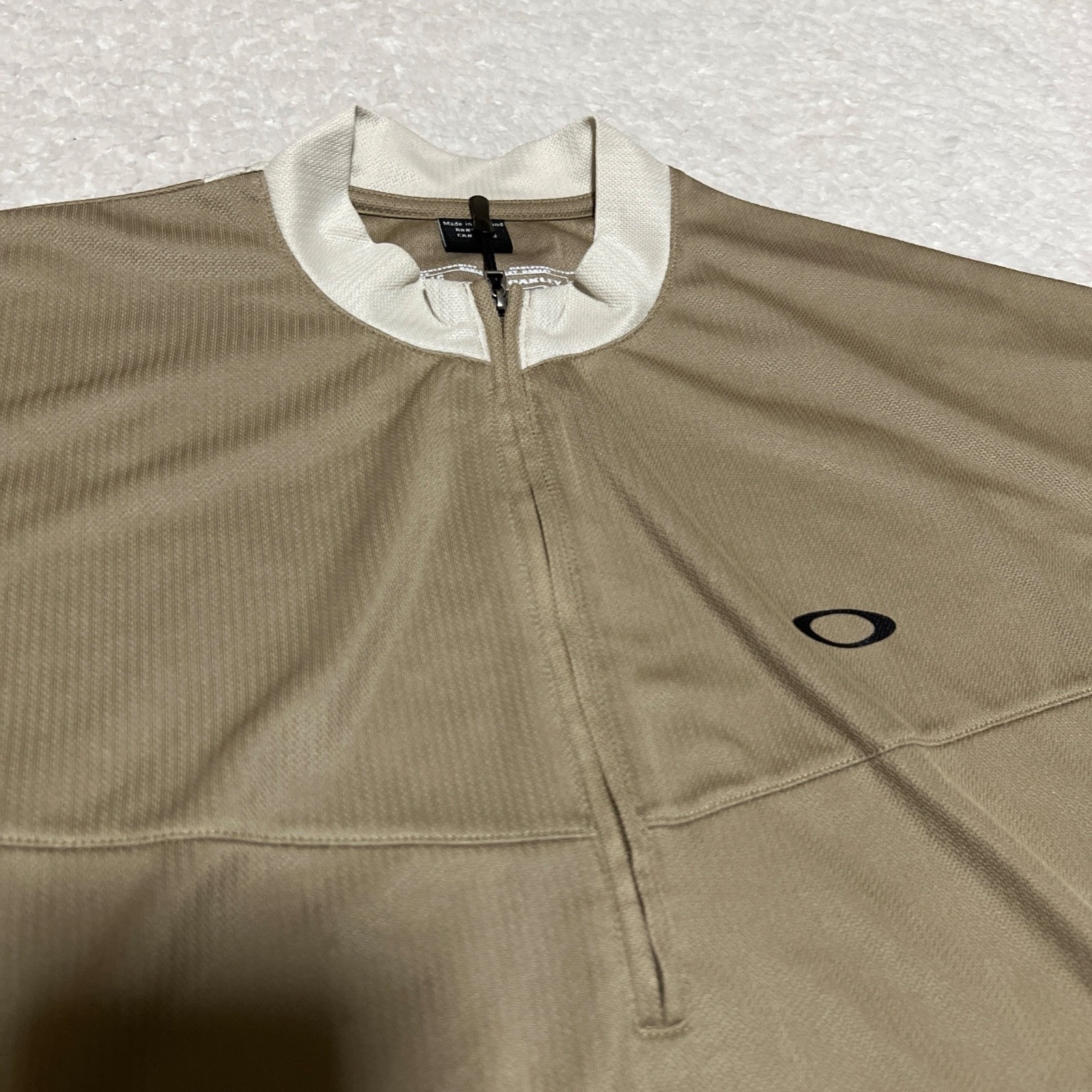 Vintage Oakley Software Cycling Jersey Mens Large Tan Half Zip Pullover Bike