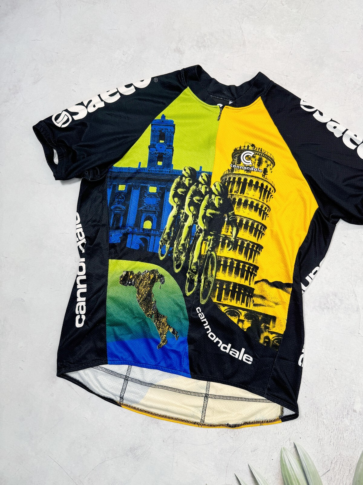 Vintage Cannondale Cycling Jersey Roma Italy Logo Saeco USA Made size L