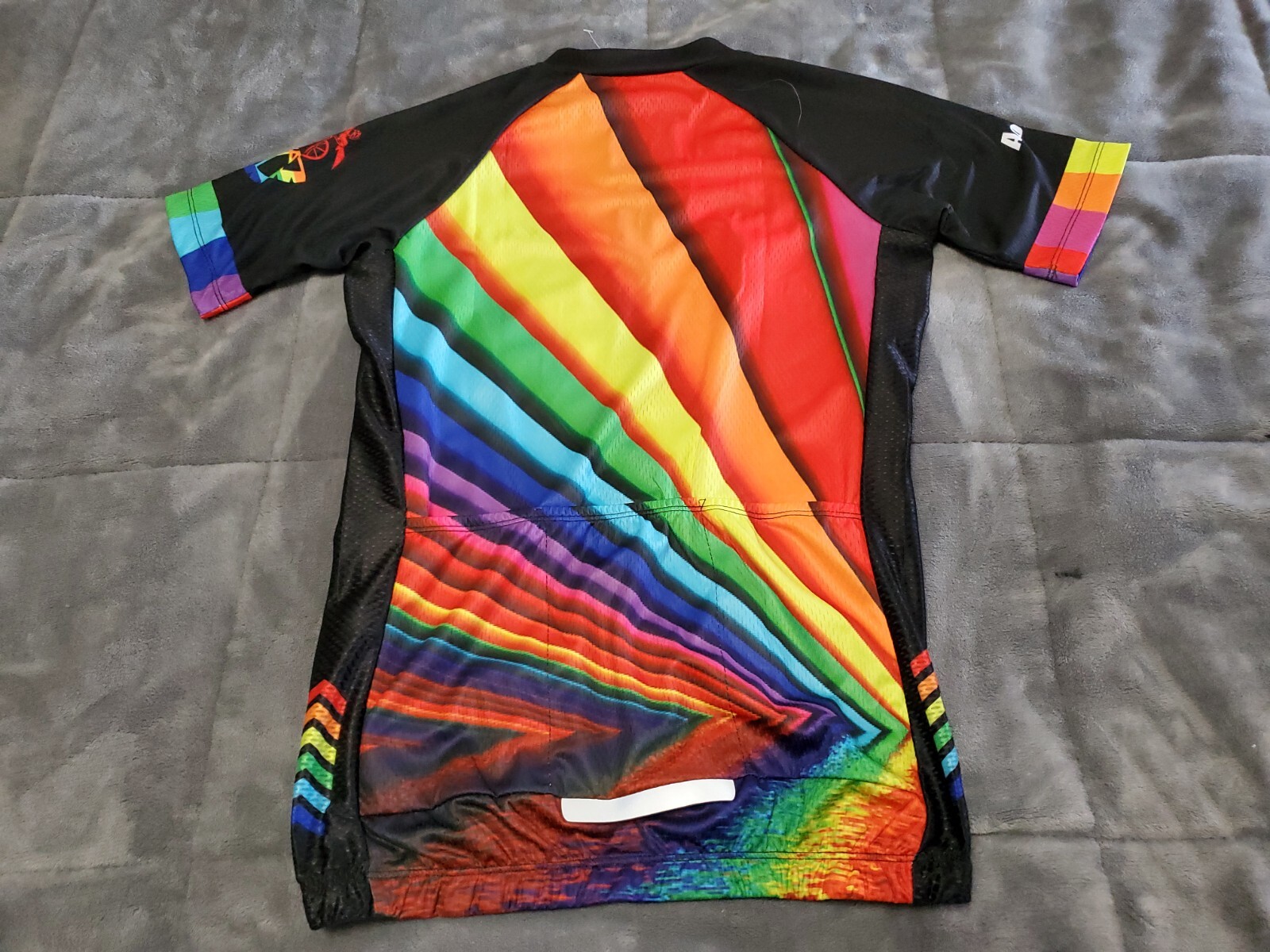 NEW: Aogda RAINBOW Lightweight Full-Zip Cycling Shirt Jersey Mesh Sides Small