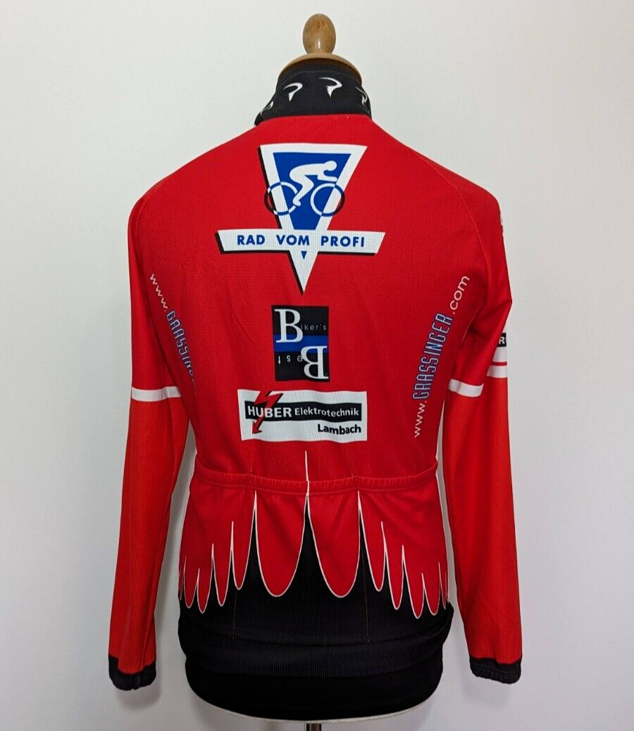 Giessegi Cycling Jersey Sz. M Long Sleeve Mens Red Full Zip Racing Warm Winter