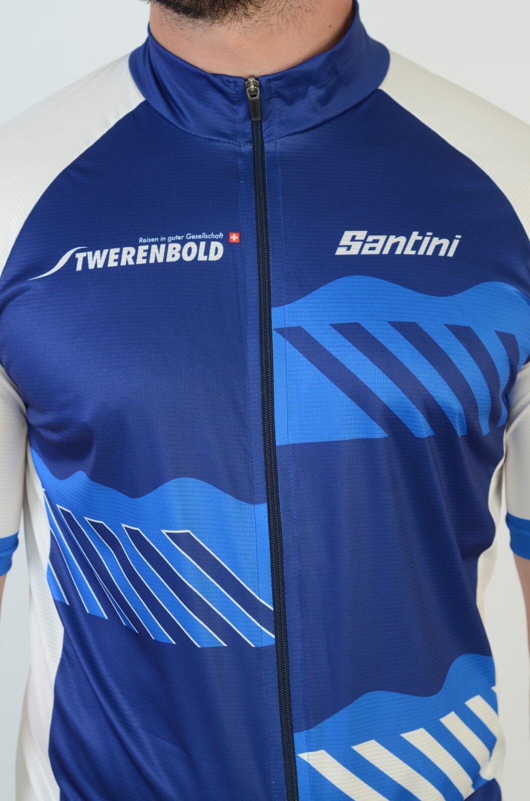 Santini SMS Men’s Blue Full Zip Cycling Jersey Size XL-XXL Made in Albania