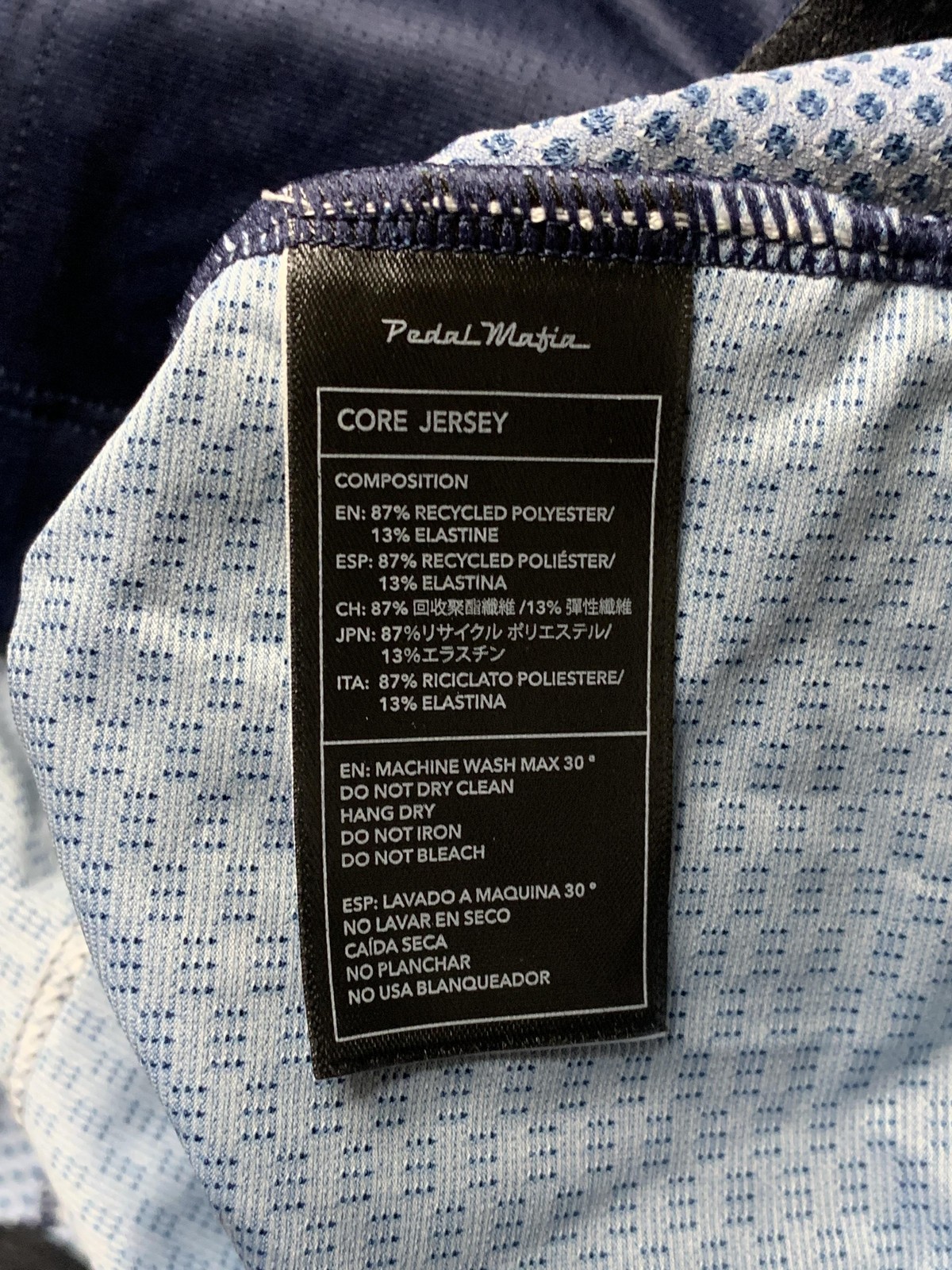 Pedal Mafia Cycling Jersey Mens Large Blue Navy Core Full Zip Pockets Bike Top