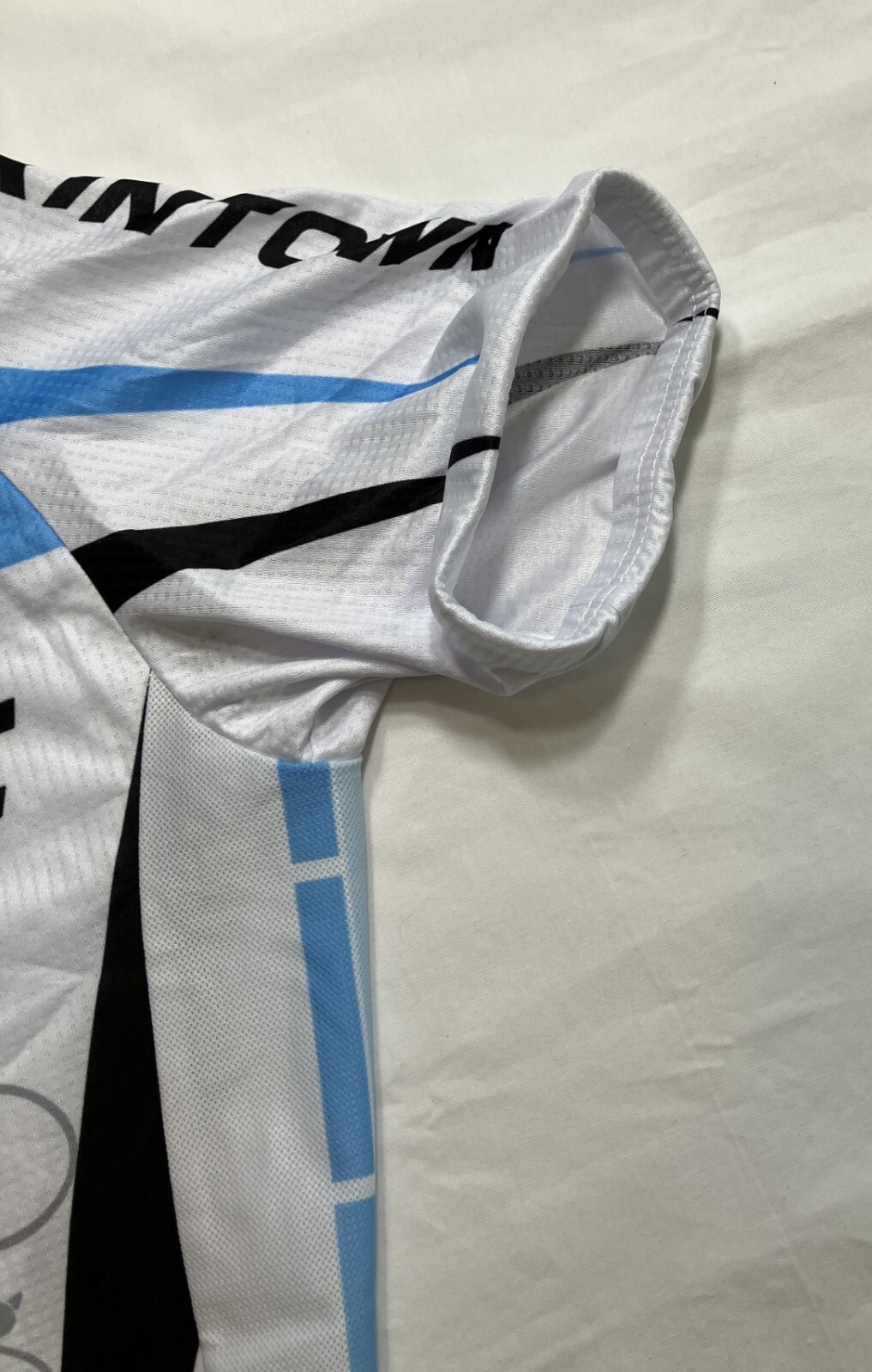 Xintown Bike Rider Jersey, Men’s Large Blue & White Elastic Bottom