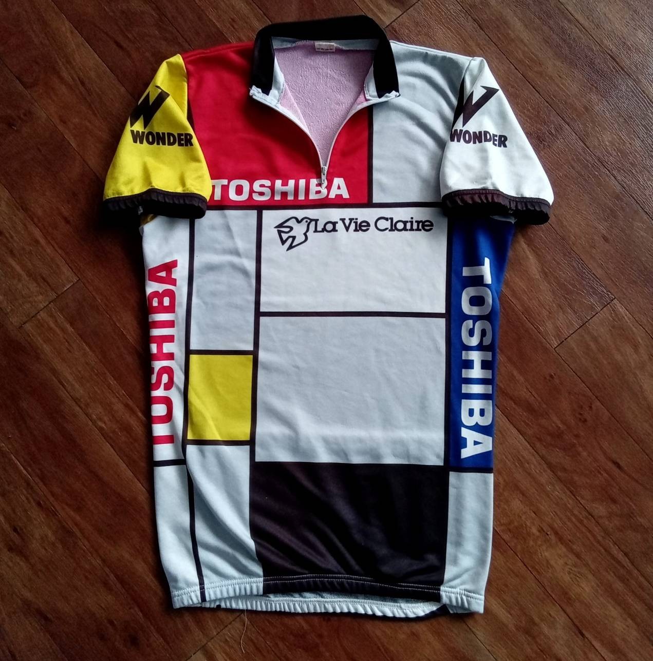 RARE VTG 1987 La Vie Claire Toshiba Look Wonder Cycling Jersey Maillot — Size 4