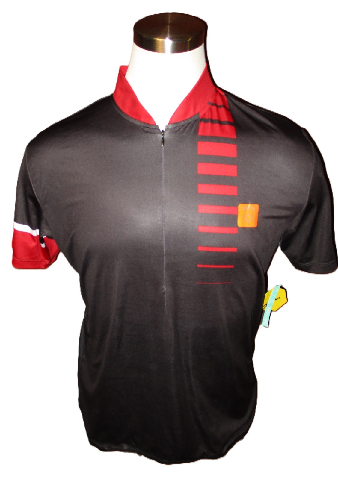 Trayl Men’s Short-Sleeve Cycling Jersey, Black, 3/4-Zip, UPF 50+, Size L, New