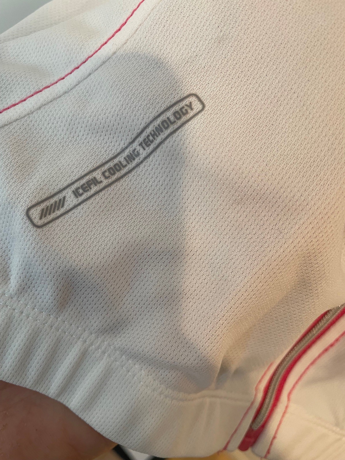 NWT Descente Womens Size XL SS Full Zip UV Cycling Jersey White Black Pink