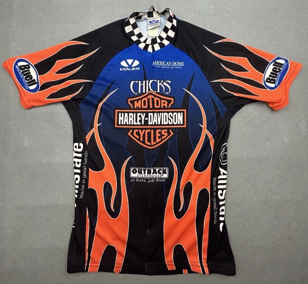 Vintage Harley Davidson Jersey Cycling Mens XXS Flames Logo 90s
