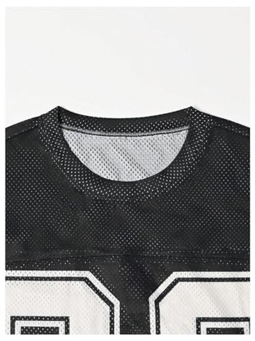Men’s Jersey Shirts Oversized Graphic Print Mesh Baggy Cropped Small Black
