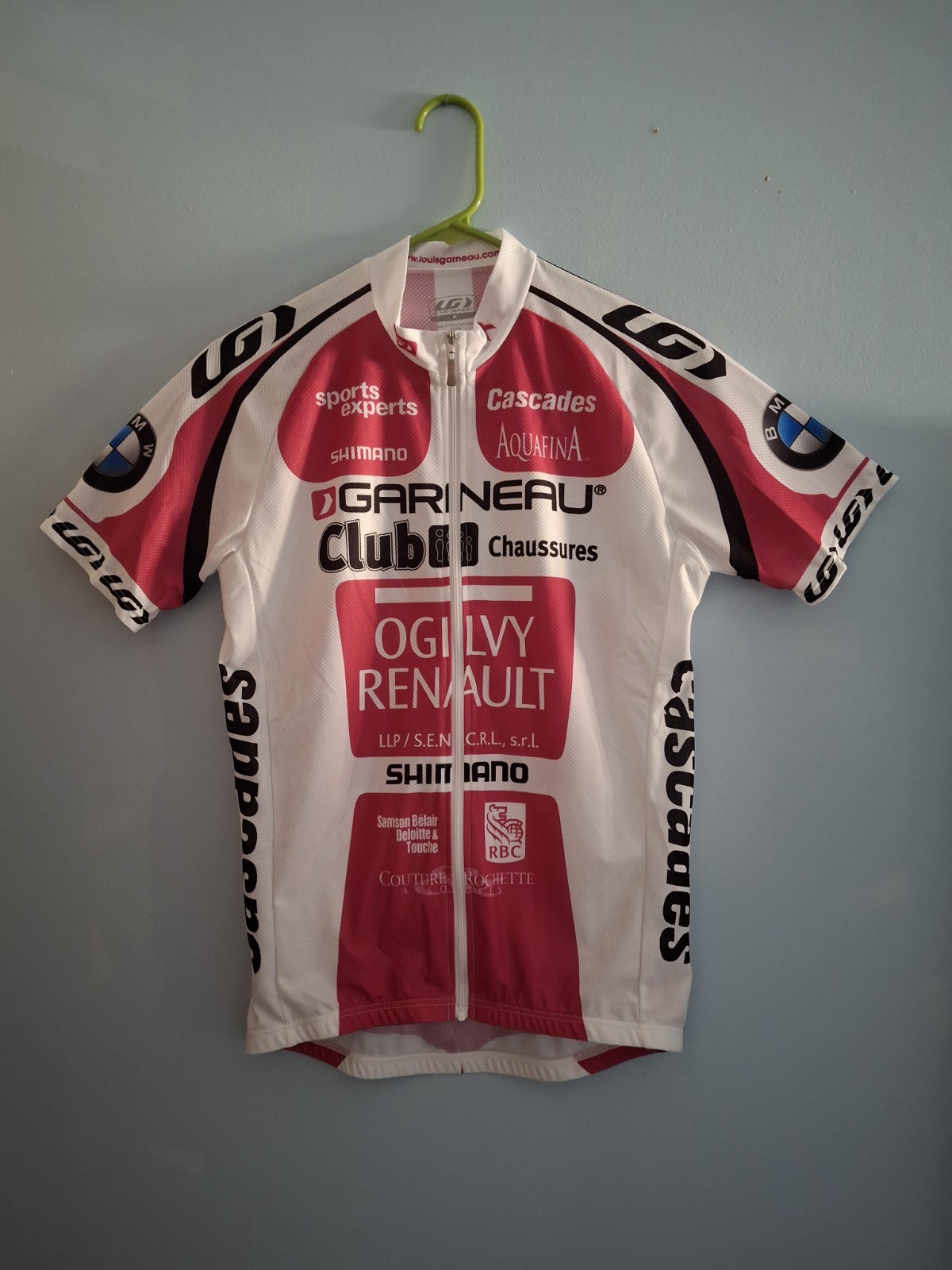 Louis Garneau Bike Shirt Breast Cancer Cycling Aquafina Oglivy Renault BMW M