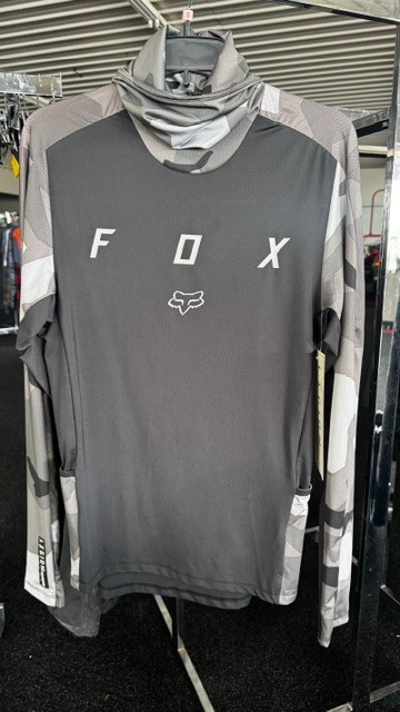 Fox Long Sleeve Ranger Drive Jersey Mens Black and Gray Camo UV Protectant
