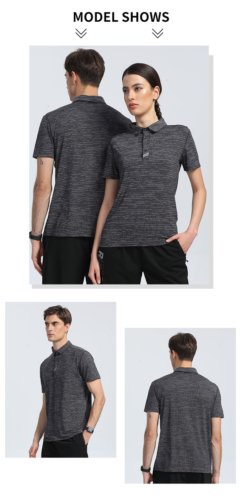 Men’s Sports Shirt Reflective Stripes Quick Dry Collar Various Colors Clothes