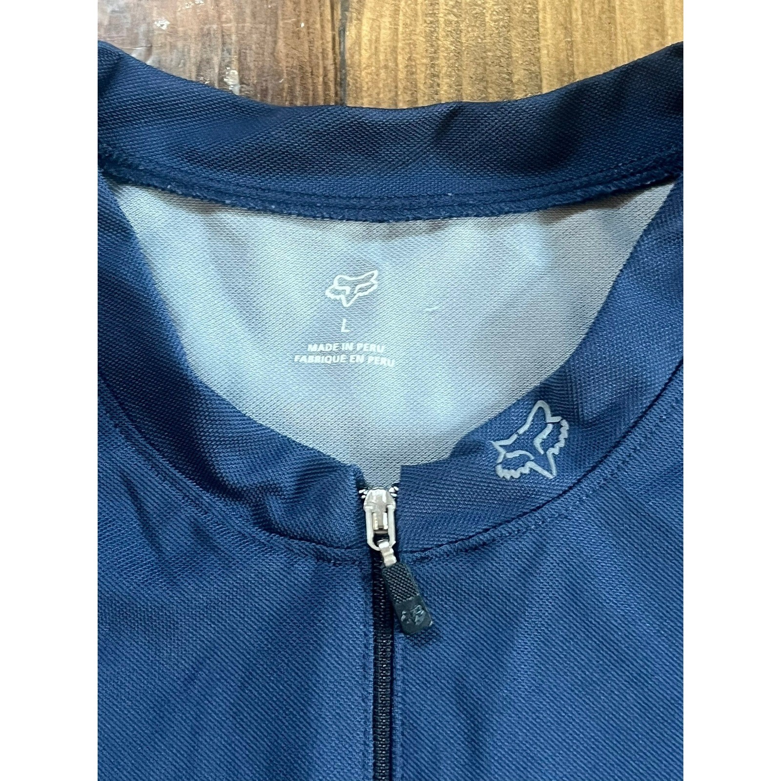 Fox Racing Mens Cycling Jersey Blue Grey Quarter Zip Back Pocket Size Large