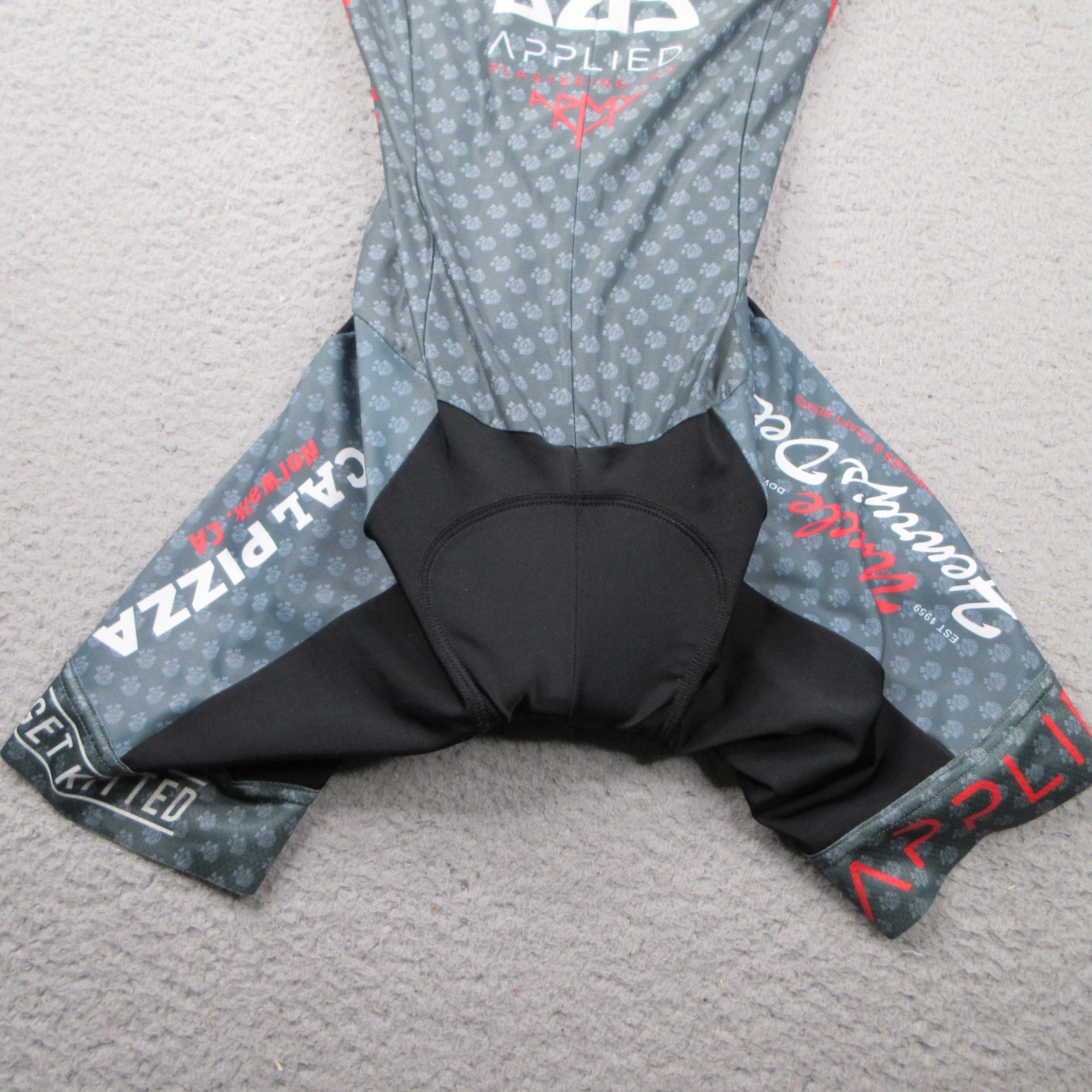 Jakroo Cycling Skinsuit Mens XS Gray Stretch Padded Performance Short Sleeve