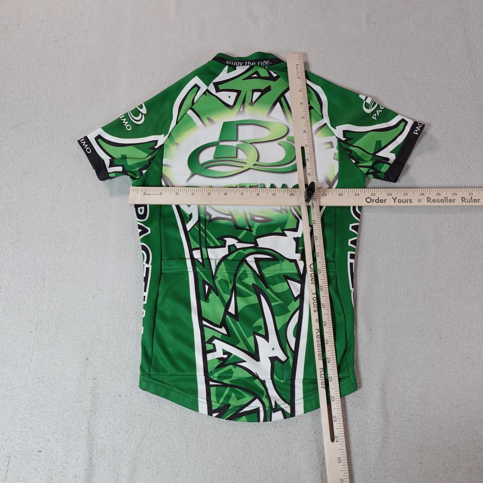 Pactimo Cycling Jersey Mens XXS Green Graphic Race Fit Short Sleeve Bike Shirt