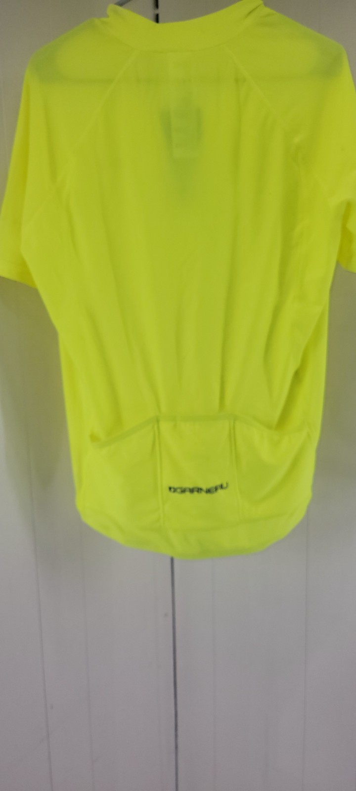 Louis Garneau Mens Large Neon Yellow Full Zip Breathable Back Pocket Race Jersey